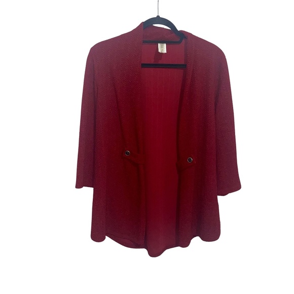 PerSeption Concept Women's Crinkle/Textured Burgundy Open Front Cardigan Size M - Picture 1 of 11